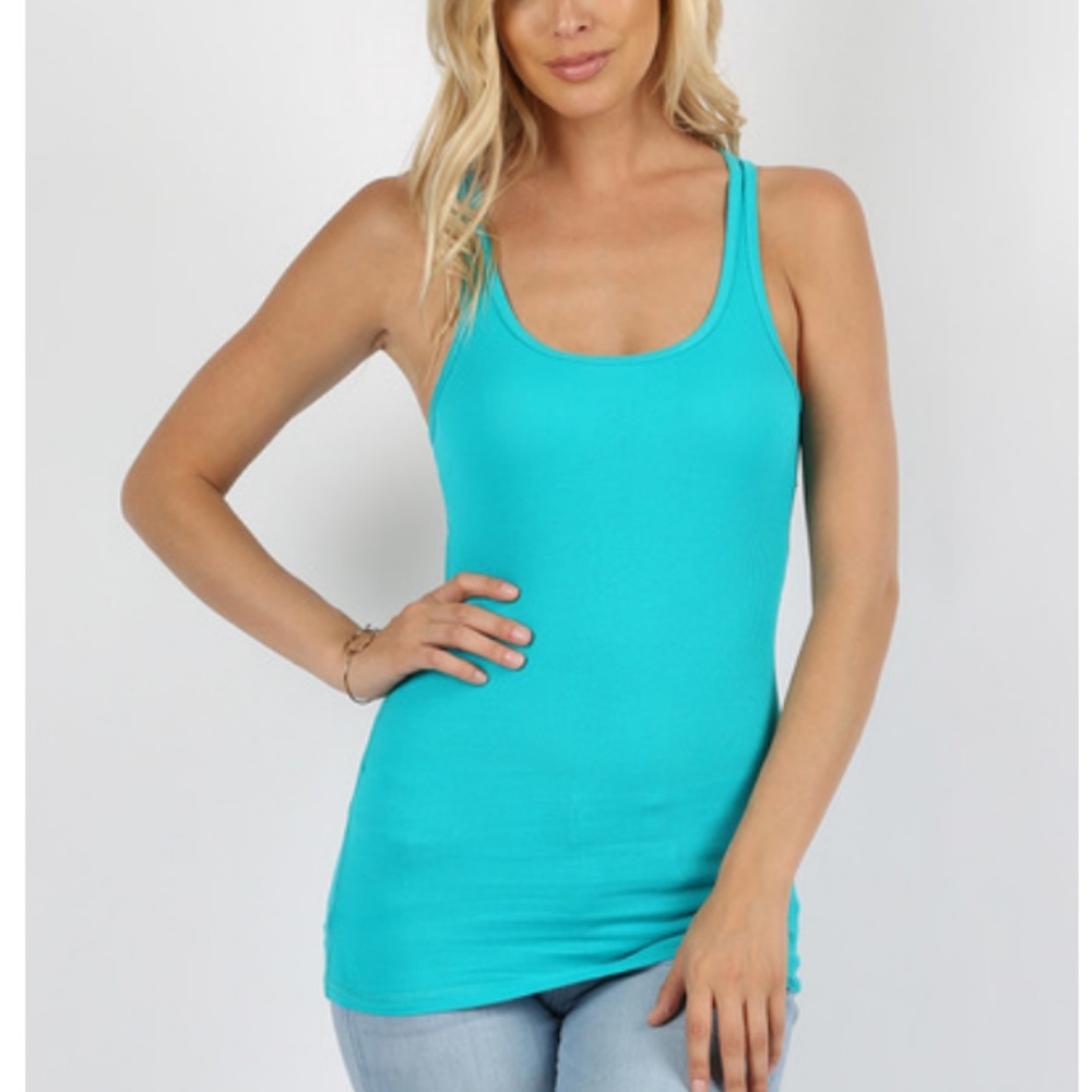 Coral Basic Ribbed Tank - Picture 6 of 7